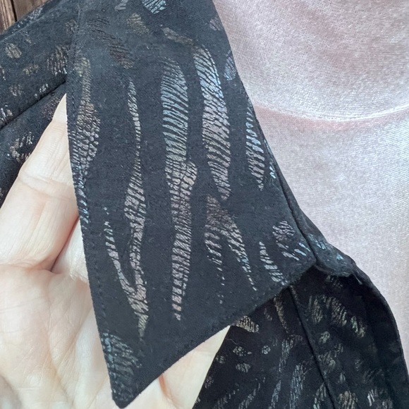 🔵 JM Collection Leopard print(metallic) black top jacket snap comfy shacket L - Picture 9 of 16